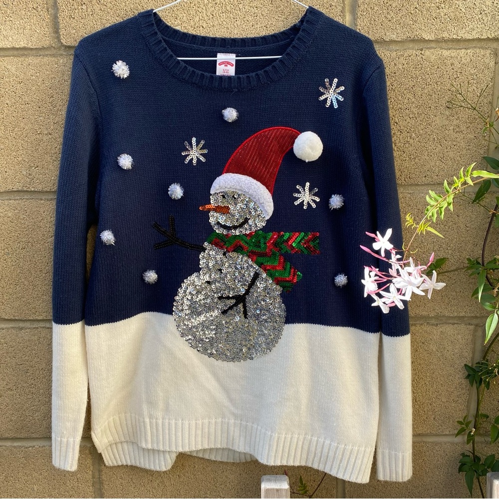 Holiday Time Christmas Sweater Size S/CH (4-6) Snowman Christmas Sweater